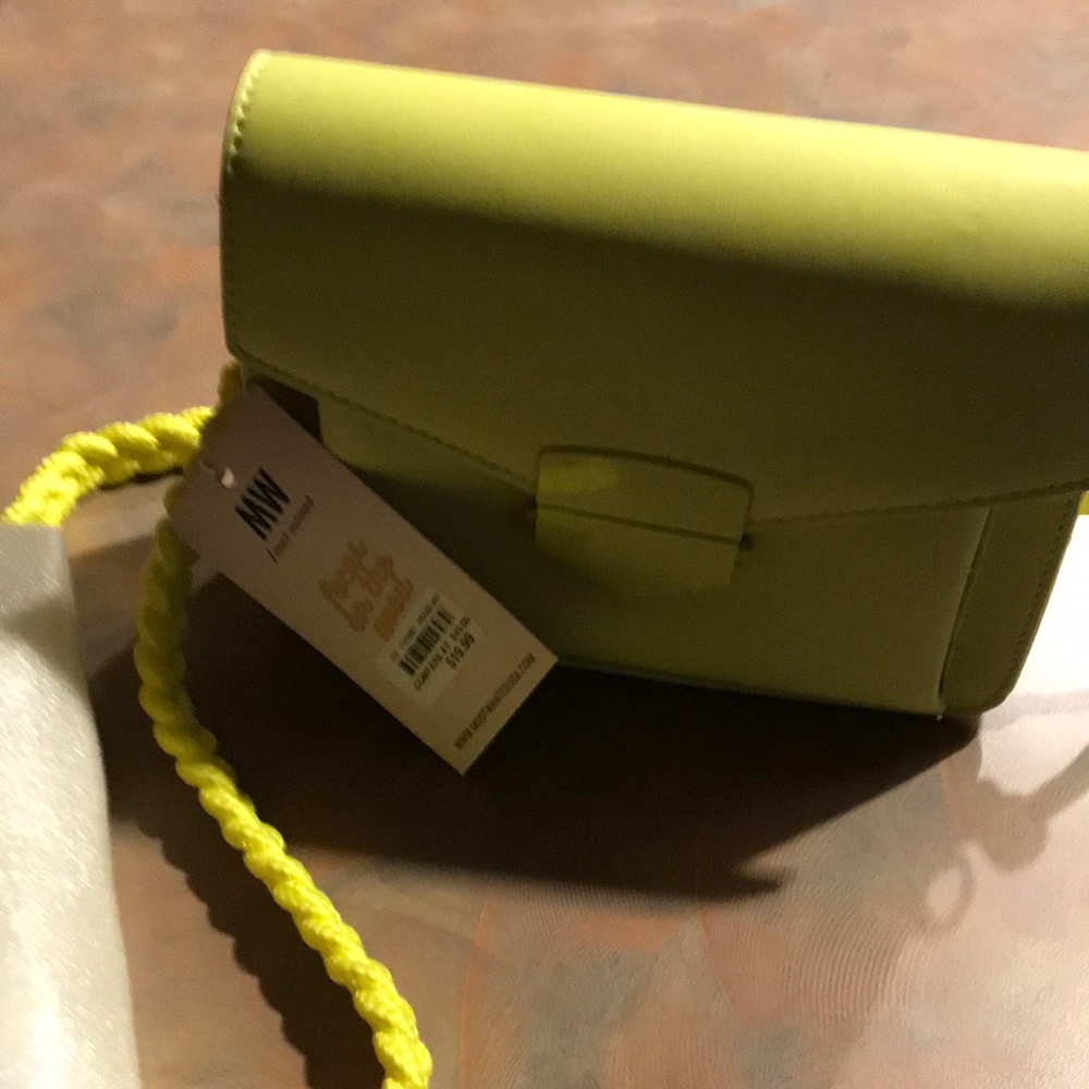 MW crossbody bag.  Yellow. Yellow rope handle